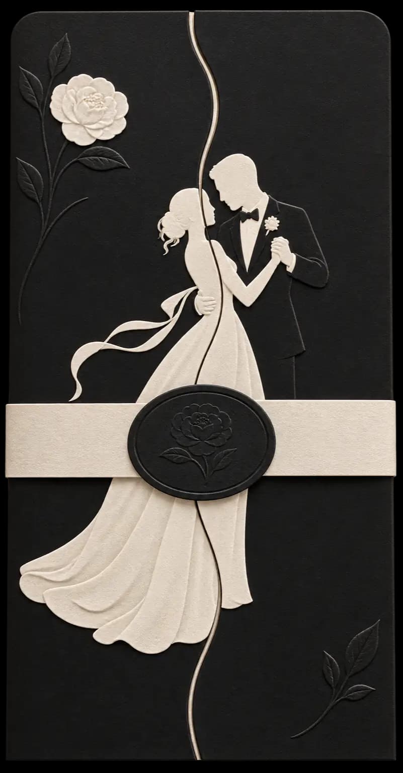 Black Formal Gatefold invitation preview
