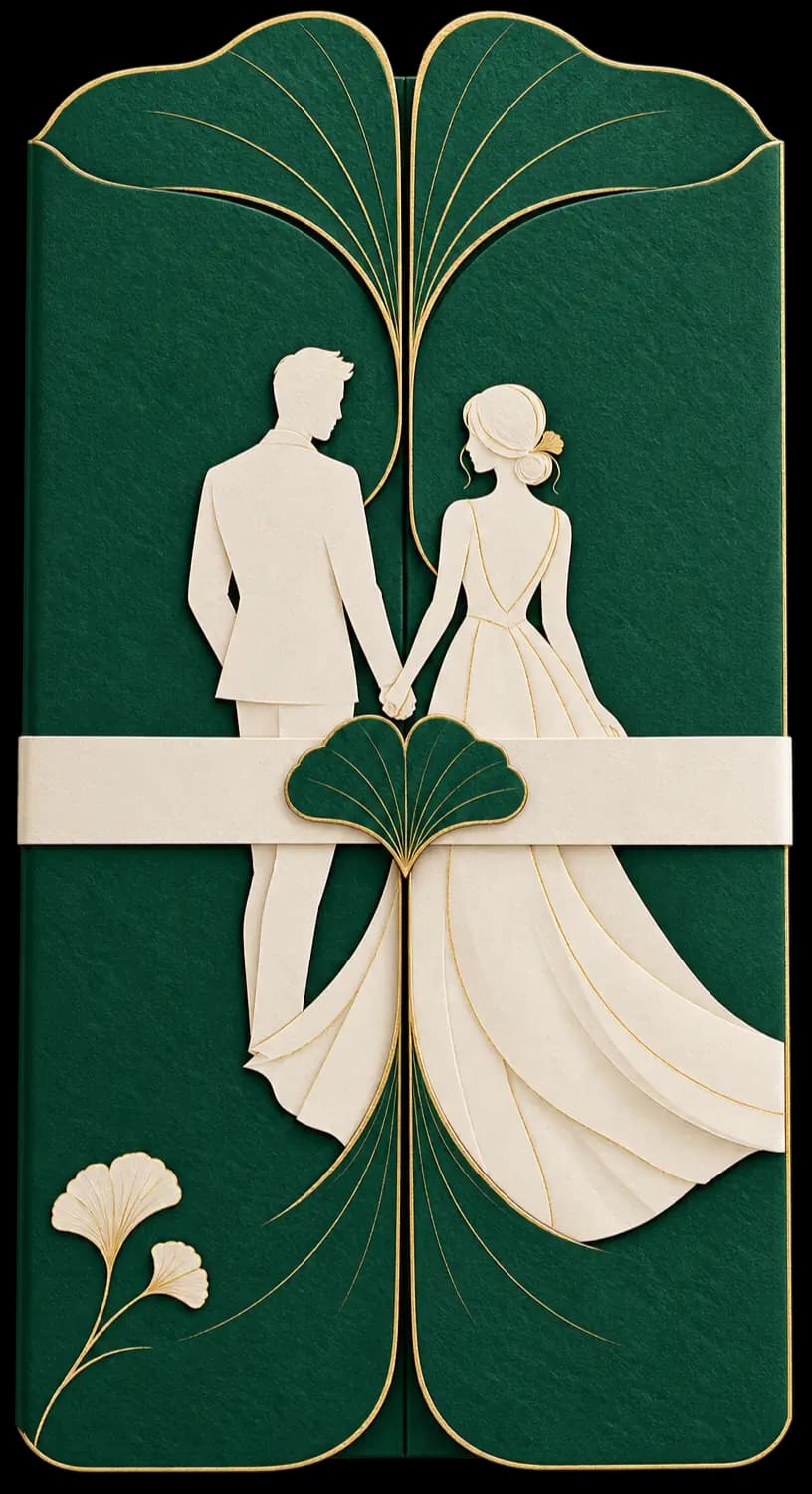 Emerald Elegance Gatefold invitation preview
