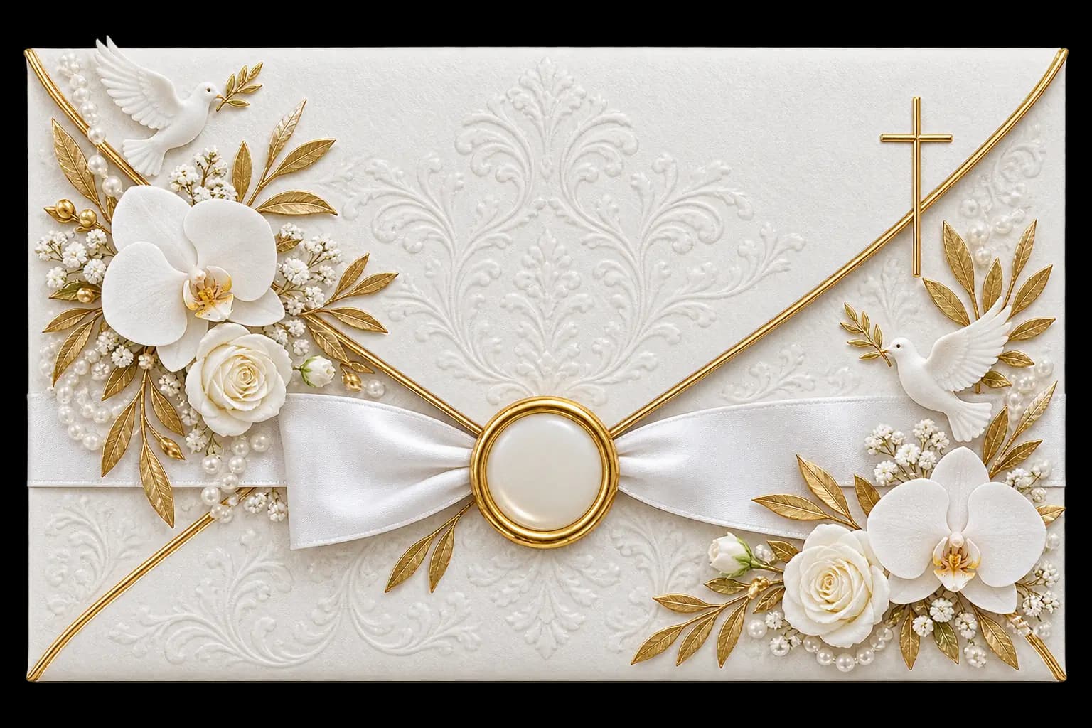 White & Gold Luxury invitation preview