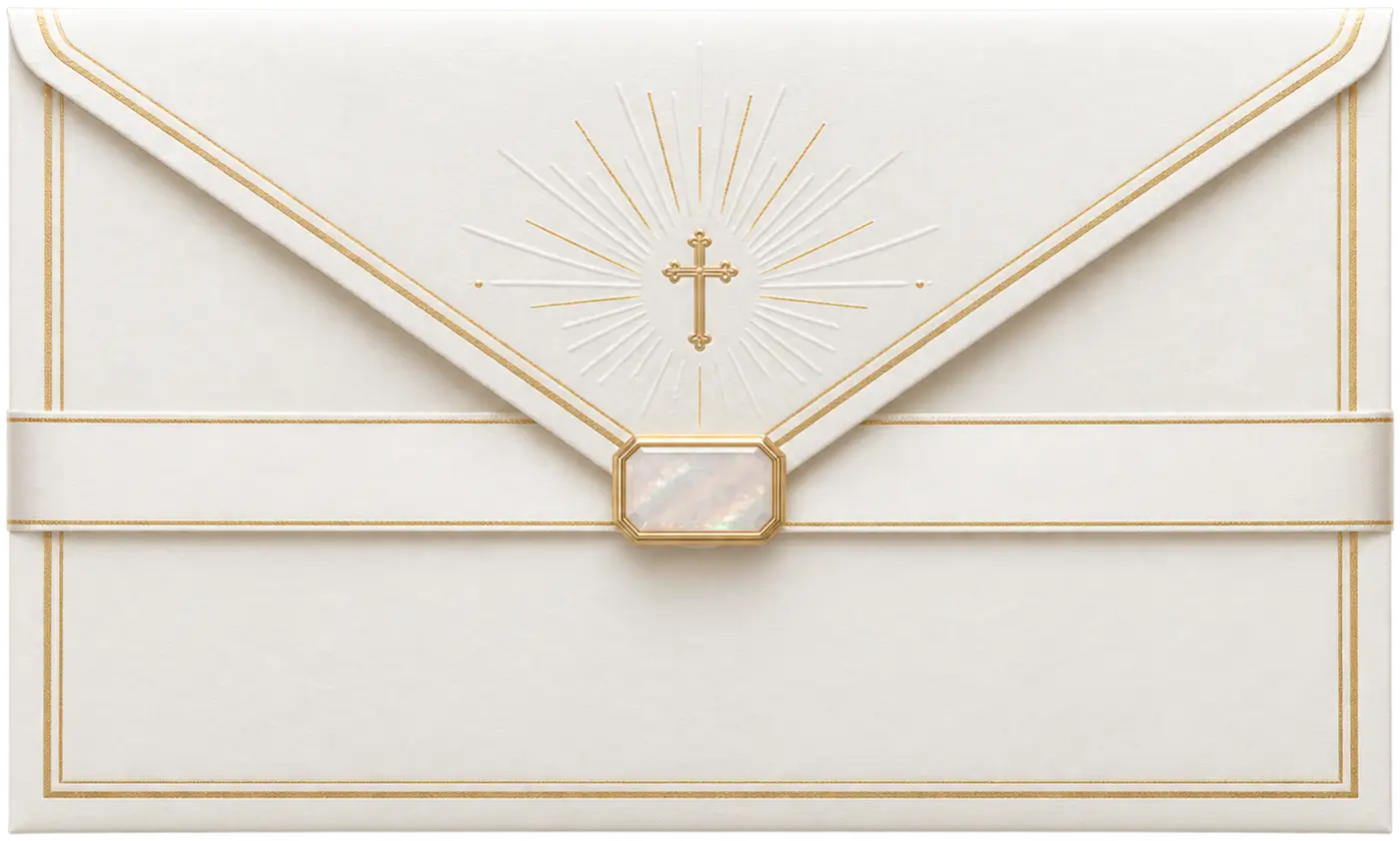 White and Gold Baptism Minimalist invitation preview